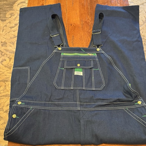 Liberty Denim Overalls Men Size 48x28 Blue Jean Bib Carpenter Work Wear Coverall - Picture 1 of 7